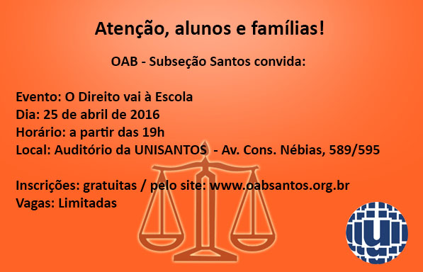 Convite aos alunos e famílias.